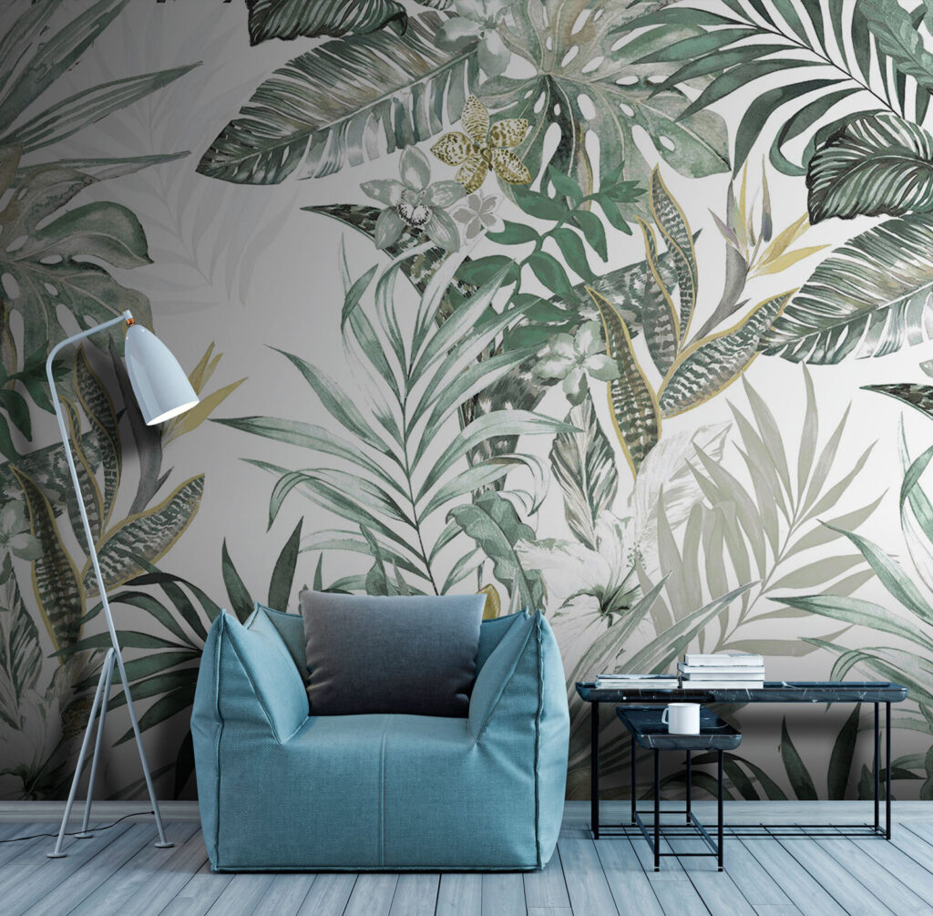 Tropische bladvormen in lijnenspel — interieur 2