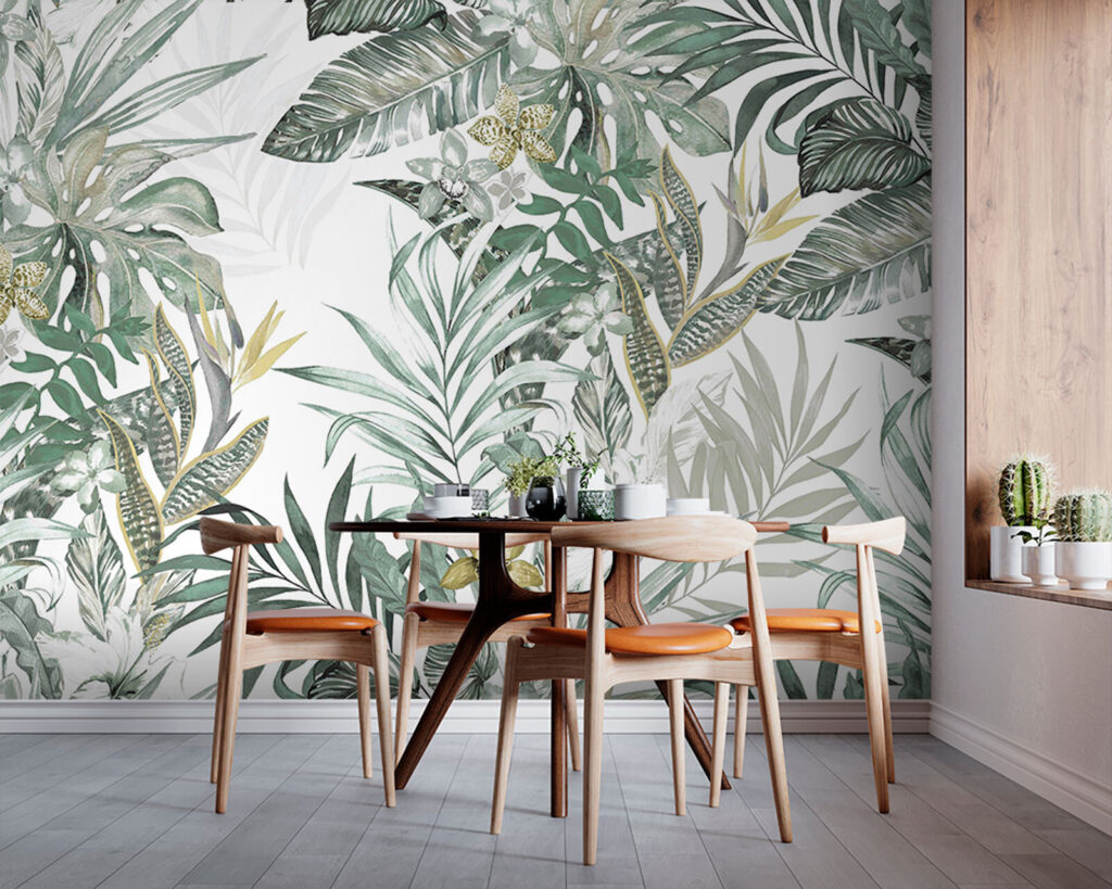 Tropische bladvormen in lijnenspel — interieur 3