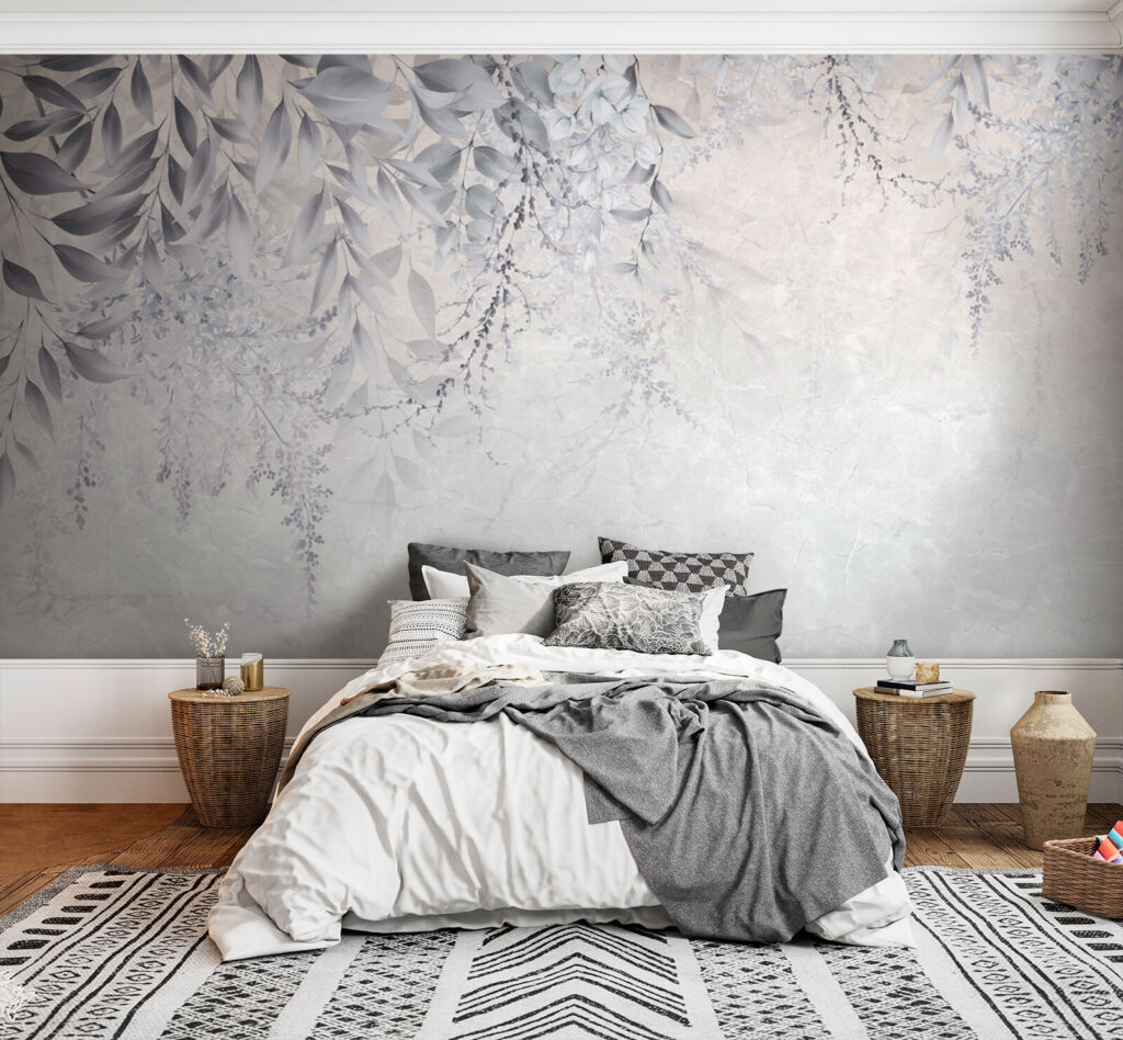 Witte blaadjes op grijs — interieur 2