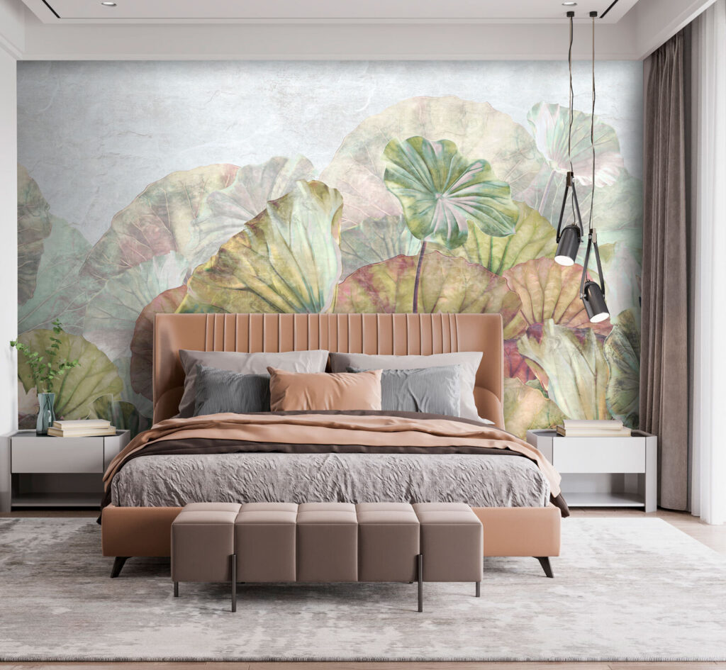 Ronde lotusbladeren in pastel — interieur 2
