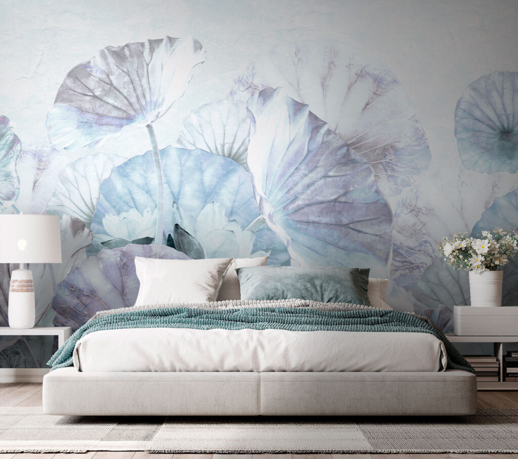 Bladwaaiers in ijsblauwe aquarel — interieur 2