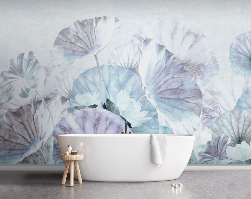 Bladwaaiers in ijsblauwe aquarel — interieur 1