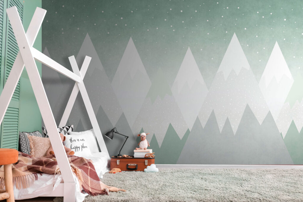 Witte bergtoppen onder winterstipjes — interieur 1