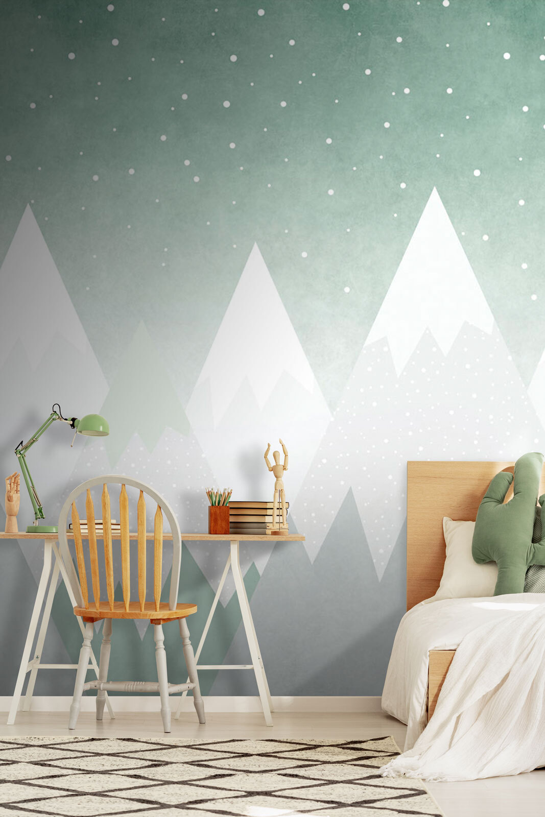 Witte bergtoppen onder winterstipjes — interieur 2