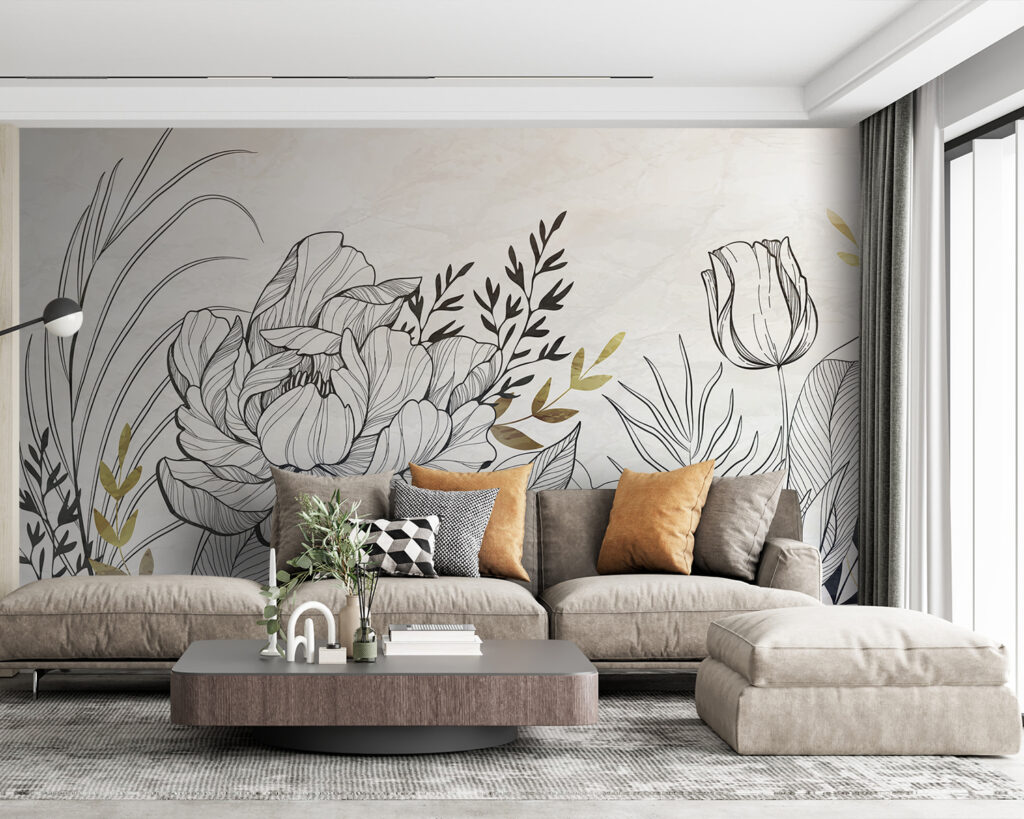 Bloemtekening met gouden blaadjes — interieur 4