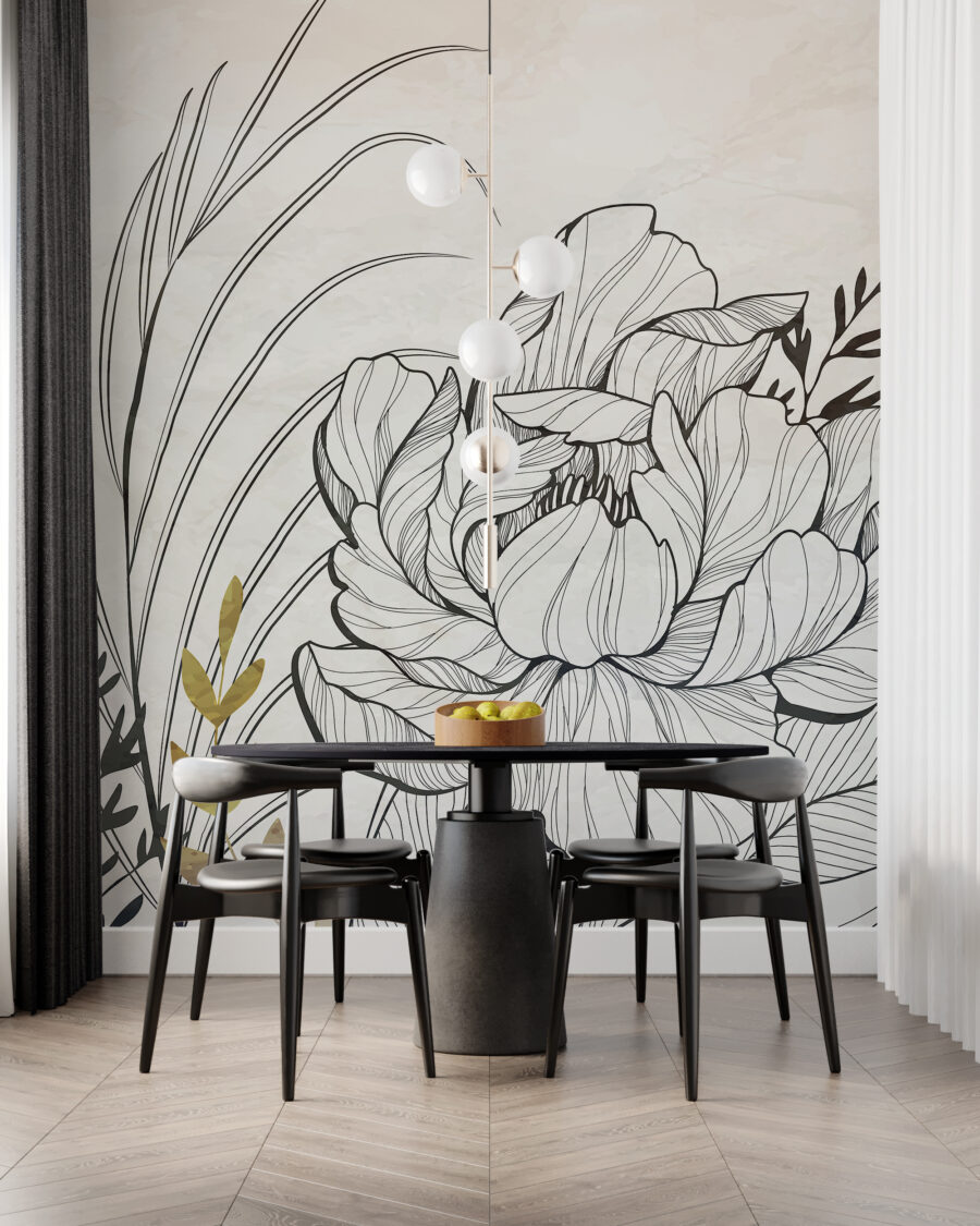 Bloemtekening met gouden blaadjes — interieur 5