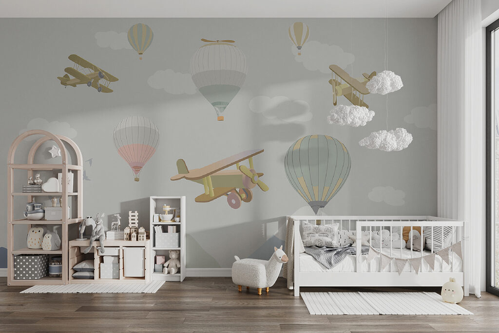 Luchtreizen boven vlakke pastelbergen — interieur 7