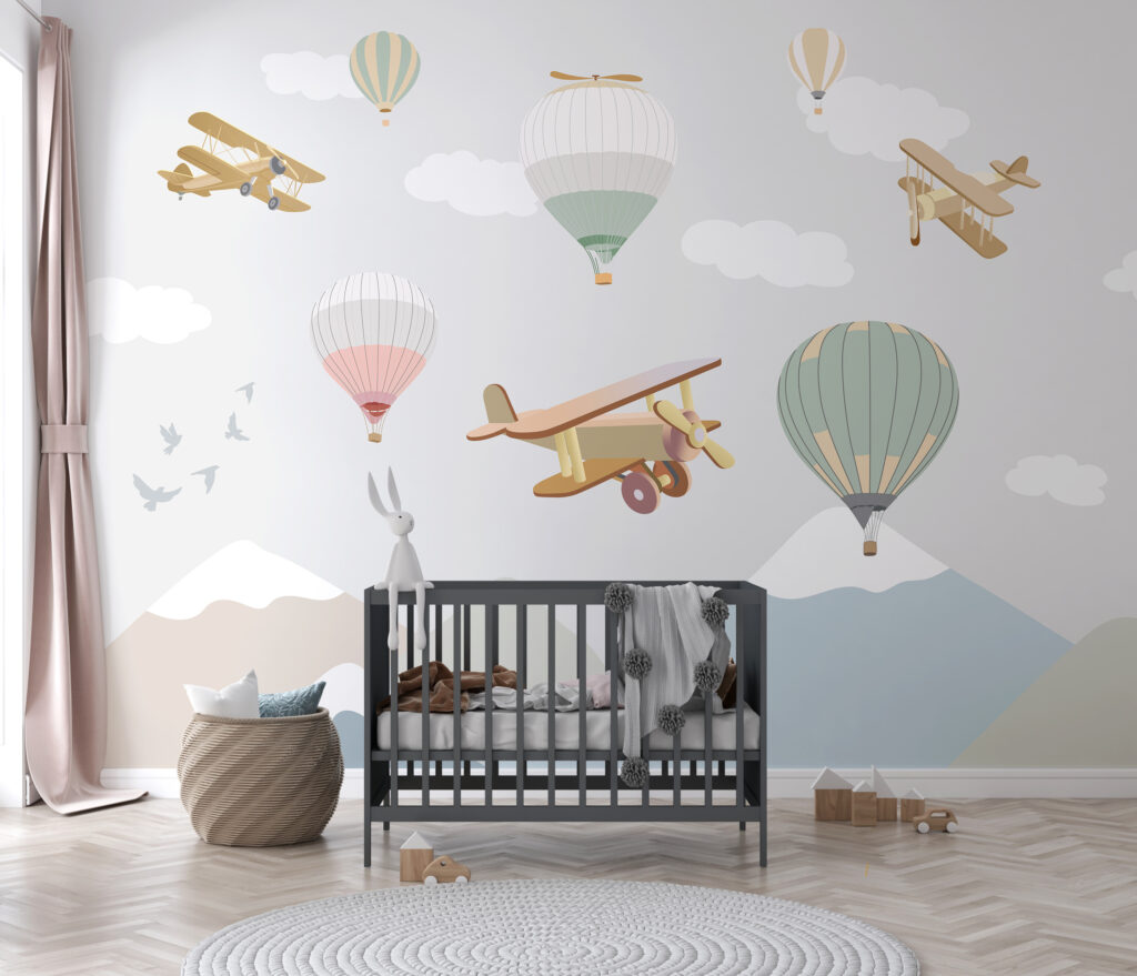 Luchtreizen boven vlakke pastelbergen — interieur 6