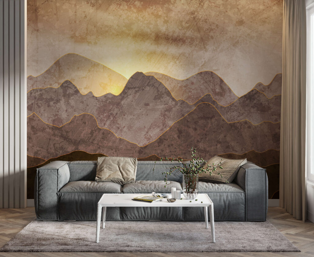 Schilderij van bergen en zon — interieur 4
