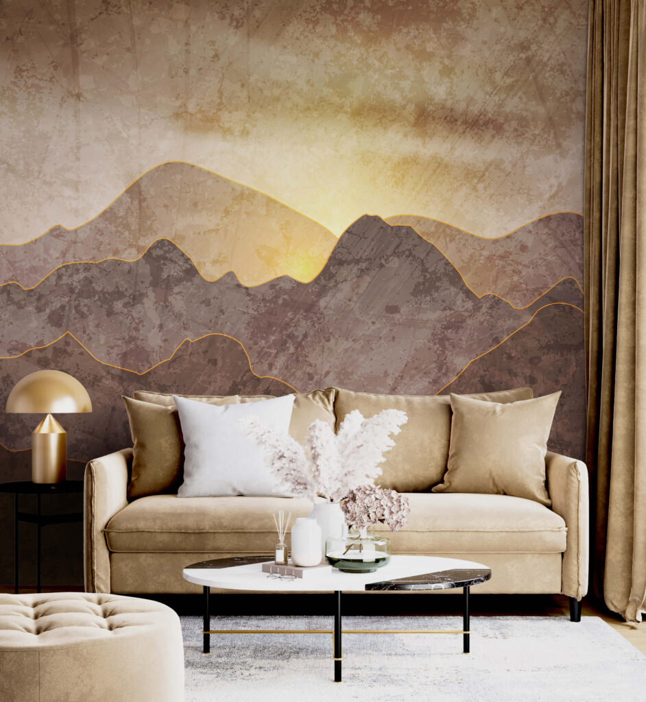 Schilderij van bergen en zon — interieur 5