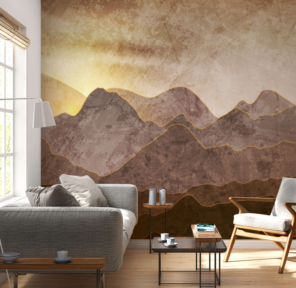 Schilderij van bergen en zon — interieur 6