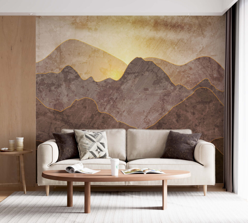 Schilderij van bergen en zon — interieur 7