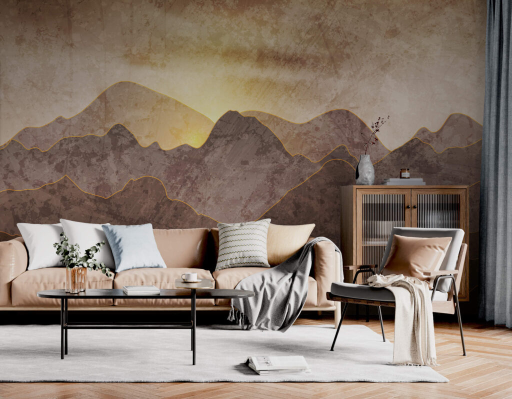 Schilderij van bergen en zon — interieur 8