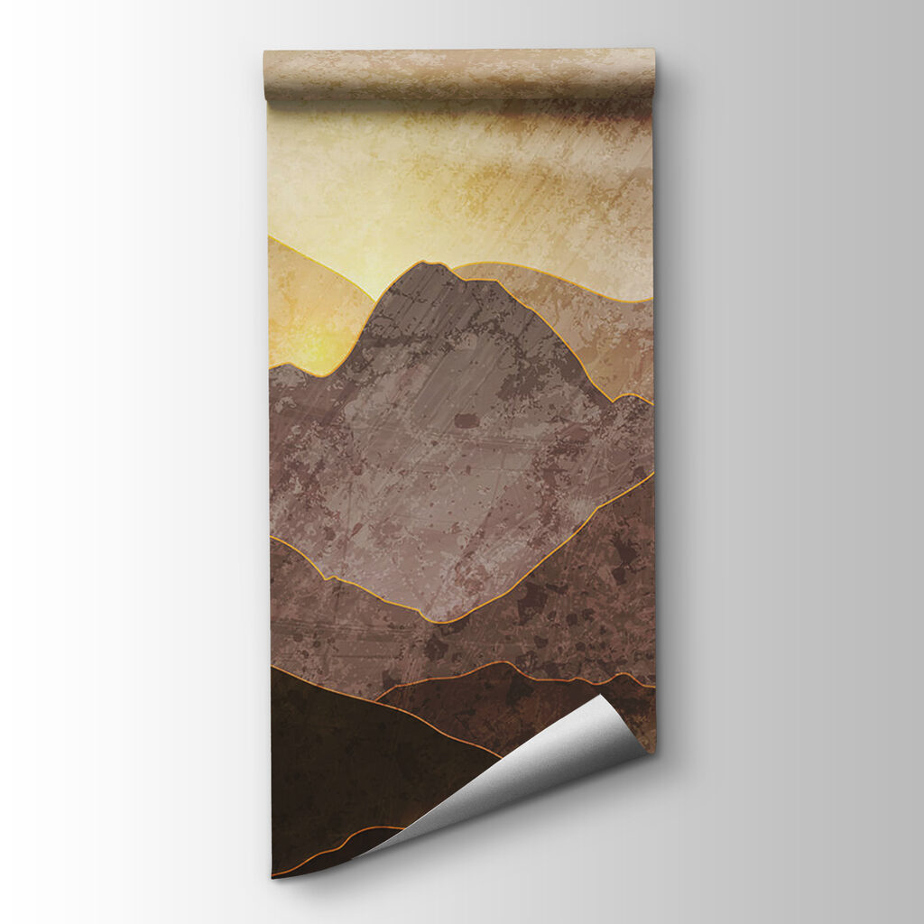 Schilderij van bergen en zon — productweergave