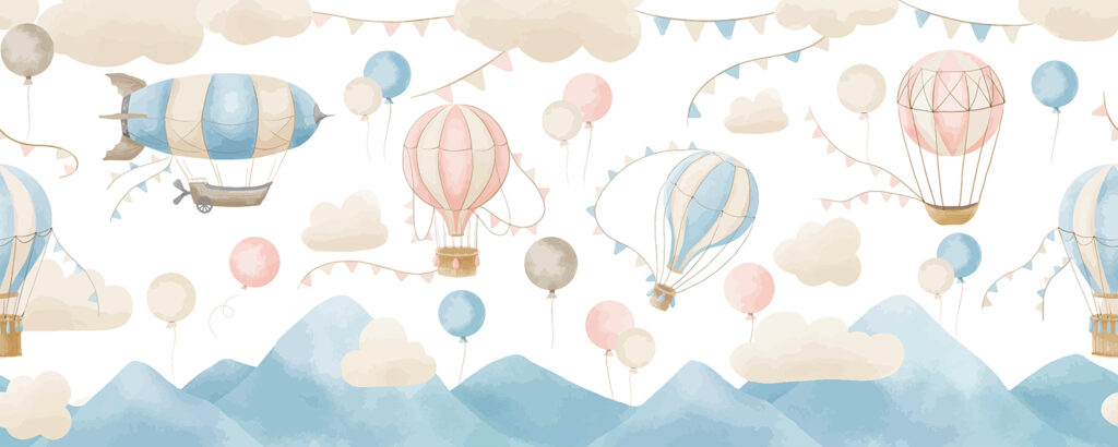 Ballonnen onder een vlaggenlijn — volledig ontwerp