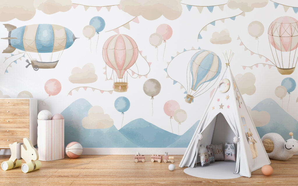 Ballonnen onder een vlaggenlijn — interieur 1