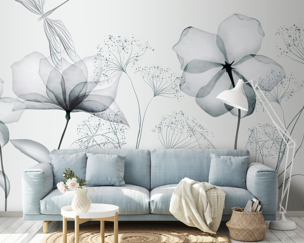 Transparante bloemen met bladeren — interieur 4
