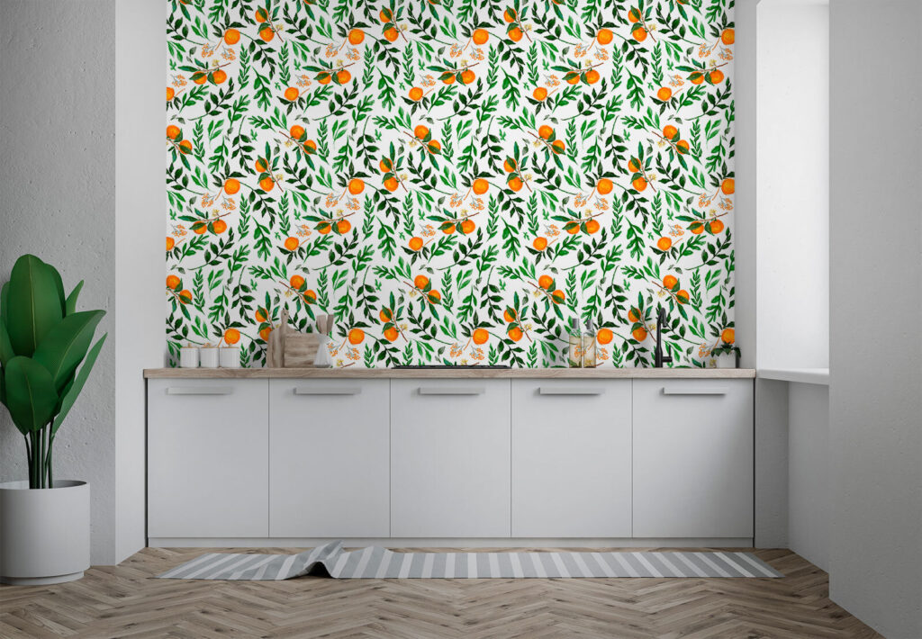 Sinaasappels in een bladpatroon — interieur 2