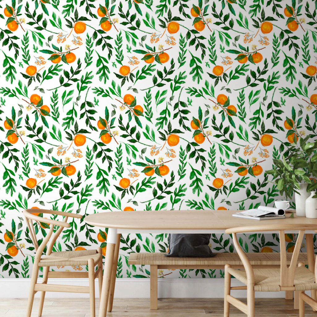 Sinaasappels in een bladpatroon — interieur 1