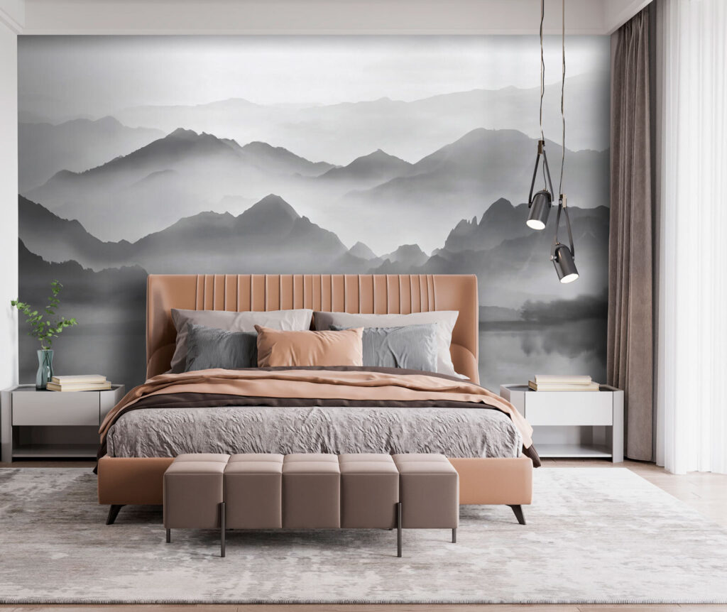 Grijze bergen boven spiegelwater — interieur 2