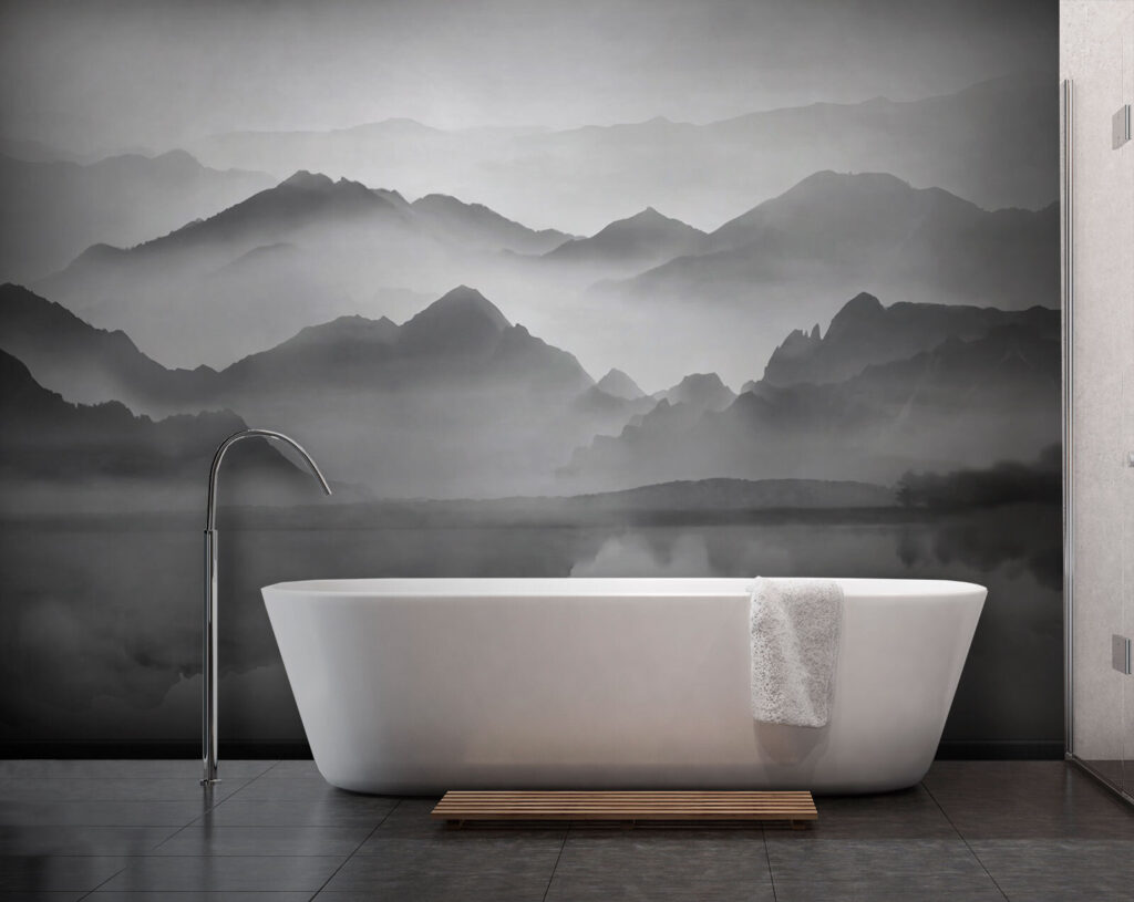 Grijze bergen boven spiegelwater — interieur 3