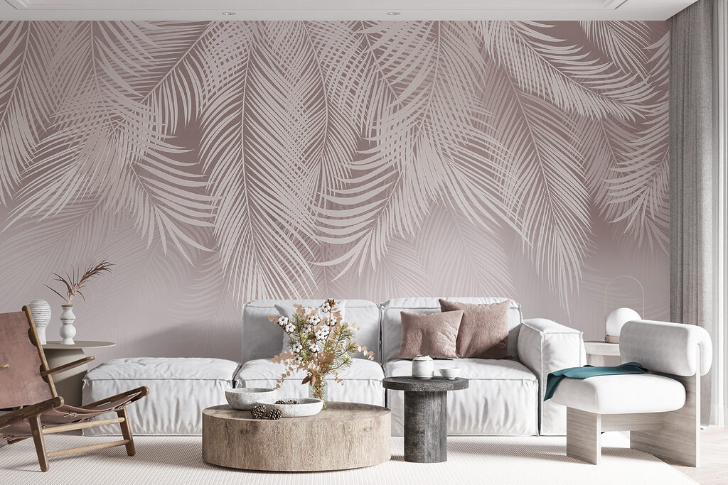 Roze varenbladeren boven stilte — interieur 4