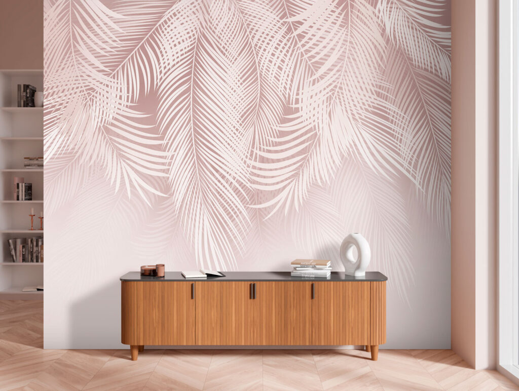 Roze varenbladeren boven stilte — interieur 2
