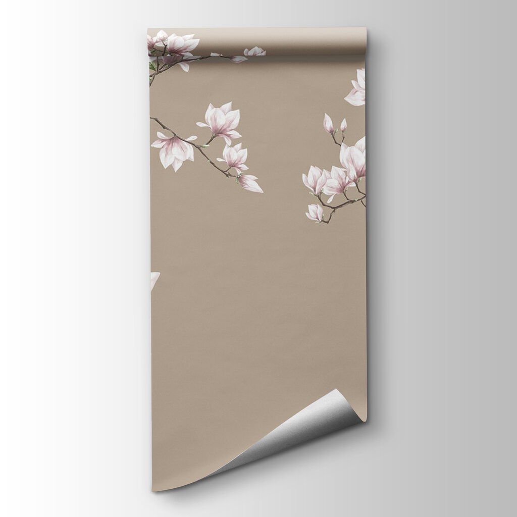 Lichtroze magnolia op taupe — productweergave