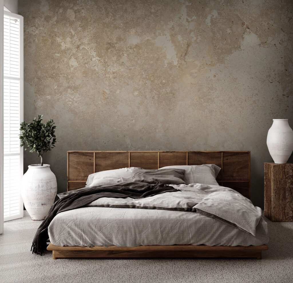 Verweerd patroon in zandkleur — interieur 2