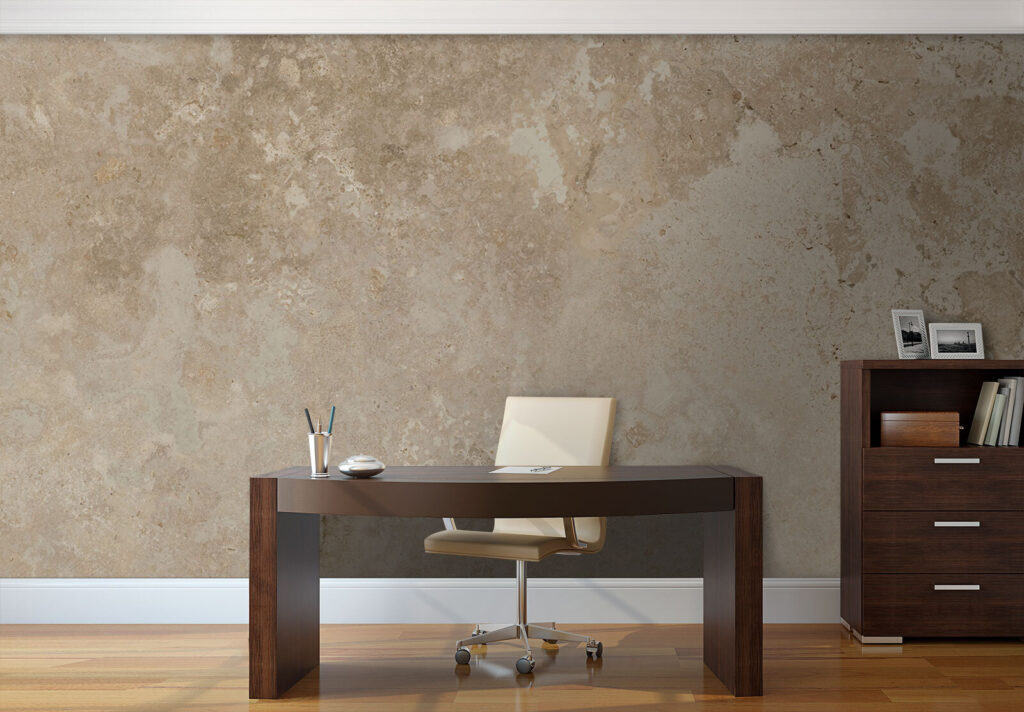 Verweerd patroon in zandkleur — interieur 1
