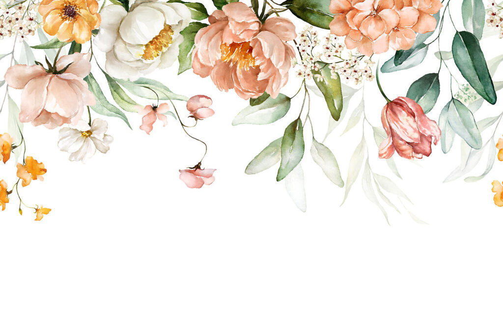 Bloeiende bloemen in zachte kleuren — volledig ontwerp