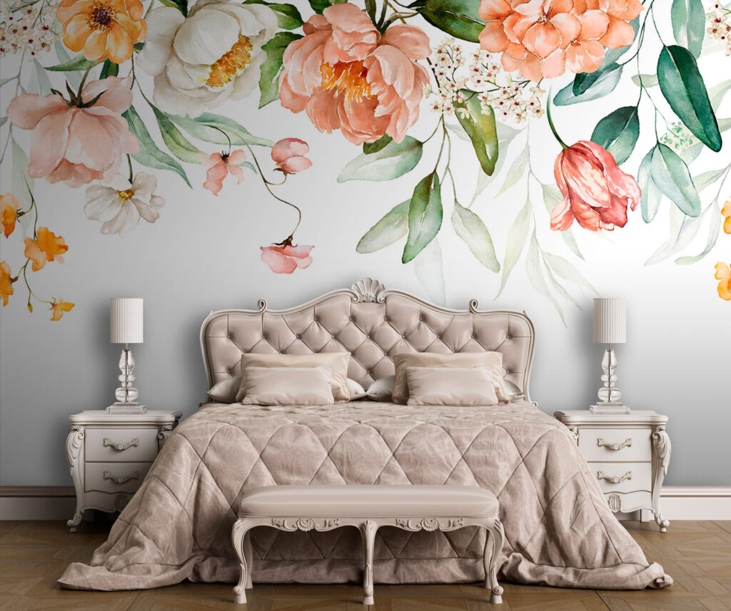 Bloeiende bloemen in zachte kleuren — interieur 1