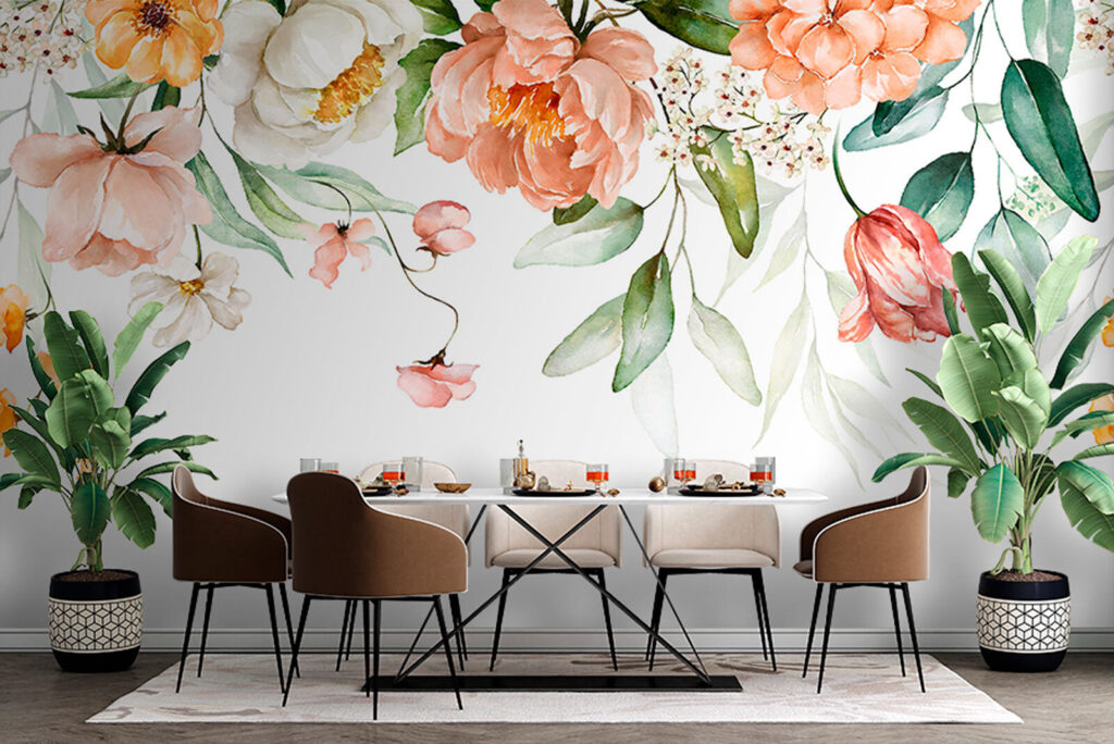 Bloeiende bloemen in zachte kleuren — interieur 3
