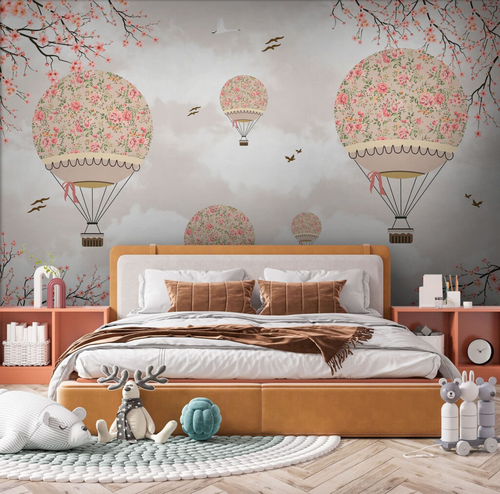Groep heteluchtballonnen in de lucht — interieur 2