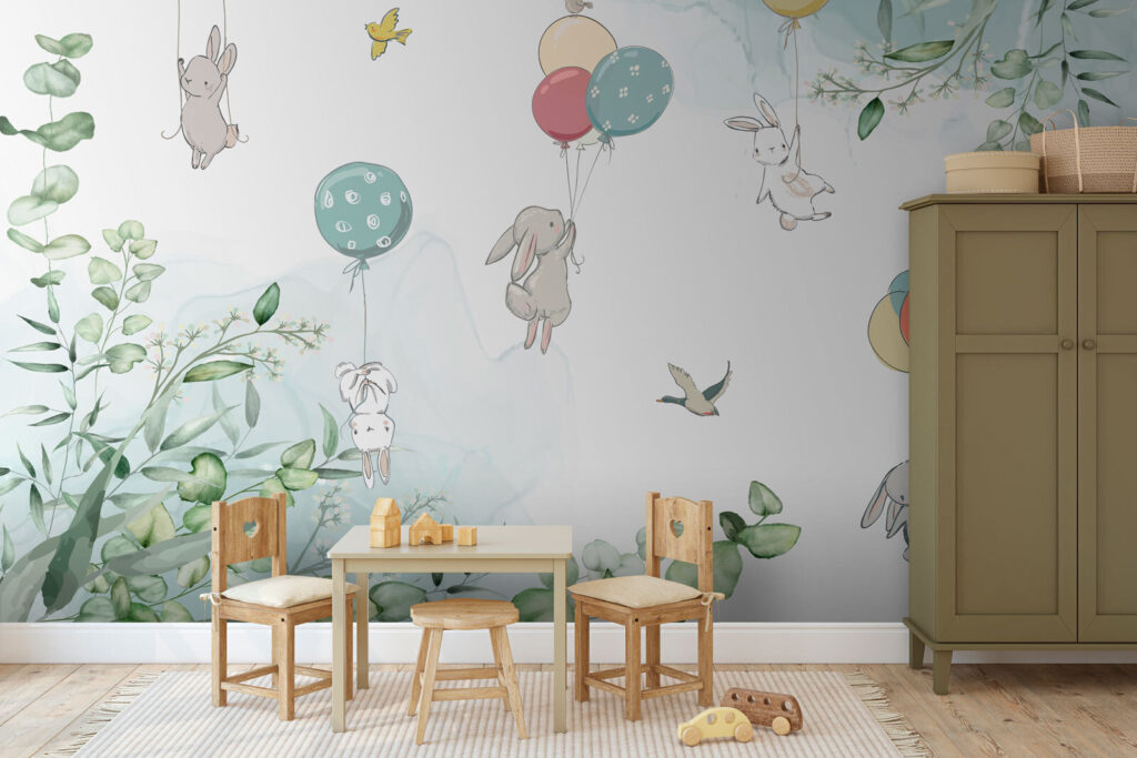 Dierenballonnen tussen groene blaadjes — interieur 1