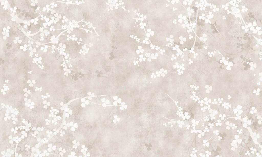 Witte bloemen op een beige achtergrond — volledig ontwerp
