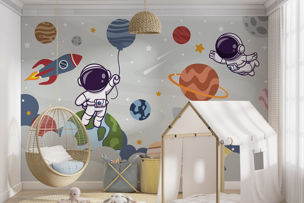 Astronauten in speelse planetenwereld — interieur 5