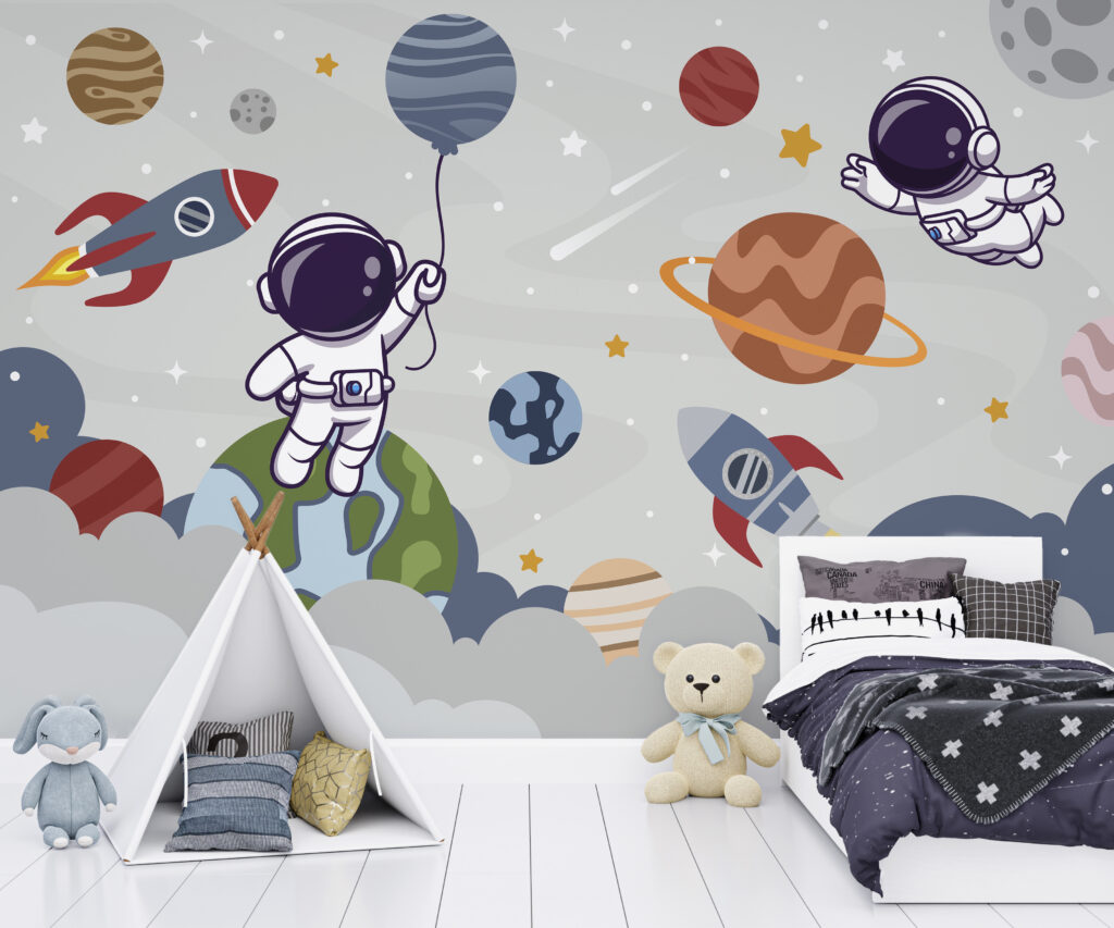 Astronauten in speelse planetenwereld — interieur 1