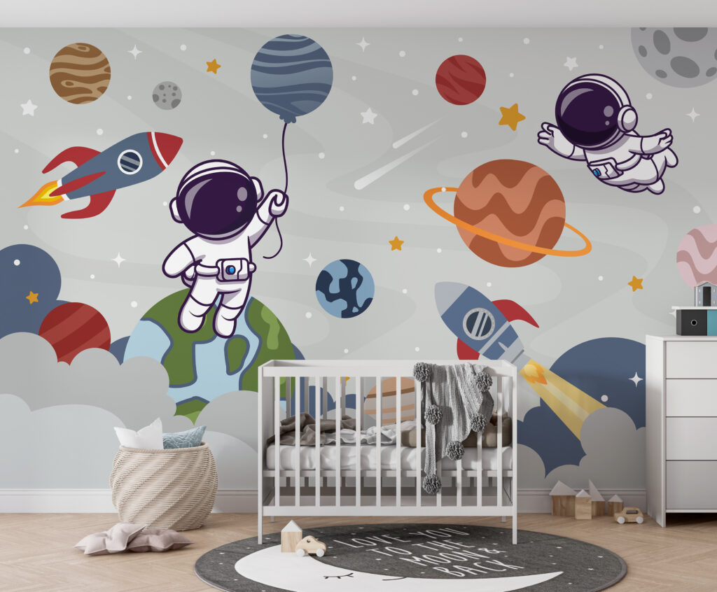 Astronauten in speelse planetenwereld — interieur 2