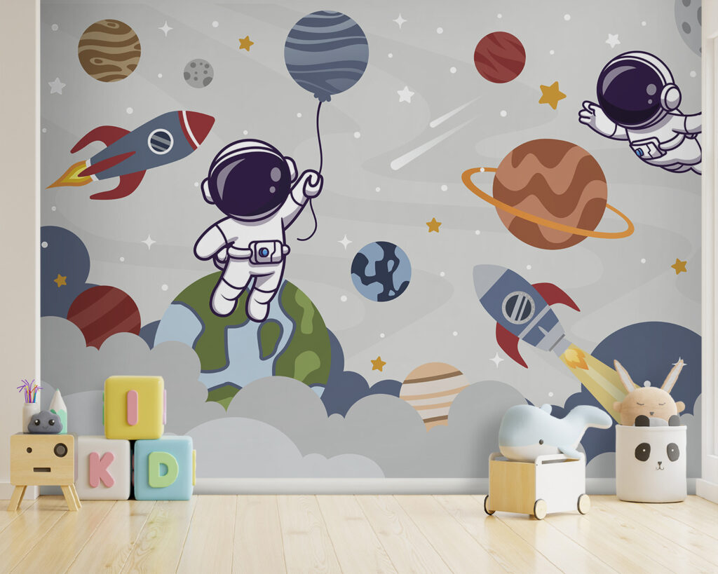 Astronauten in speelse planetenwereld — interieur 3