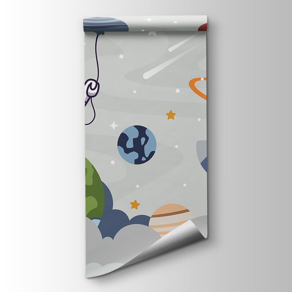 Astronauten in speelse planetenwereld — productweergave