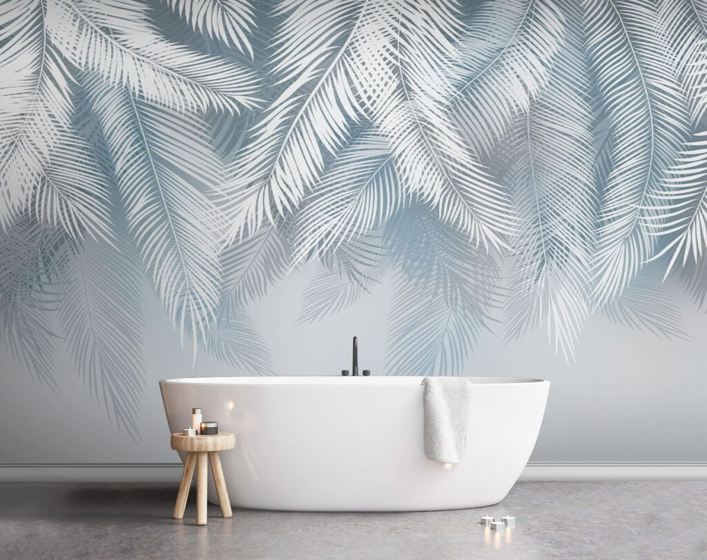 Witte palmveren boven ijsblauw — interieur 2