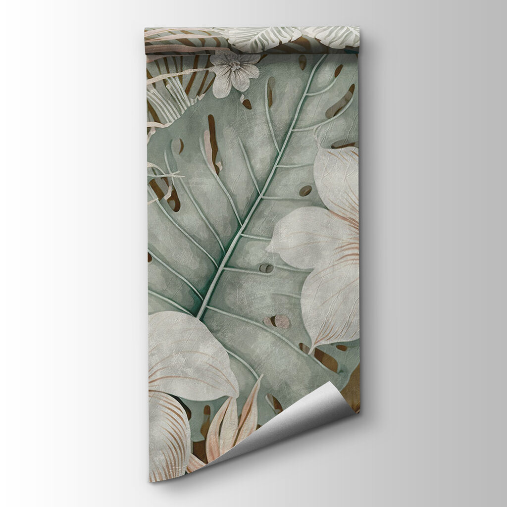 Witte bloemen, turquoise bladeren — productweergave