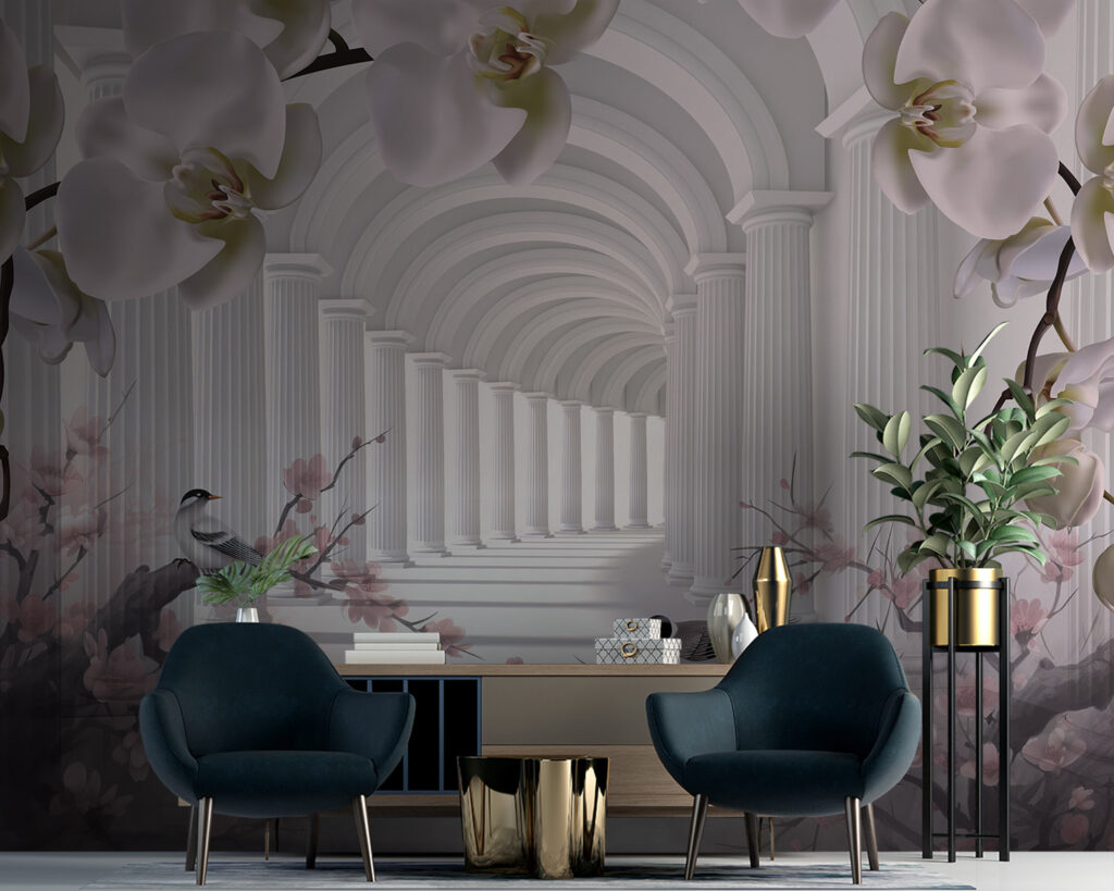 Vogeltjes voor witte bloembogen — interieur 1