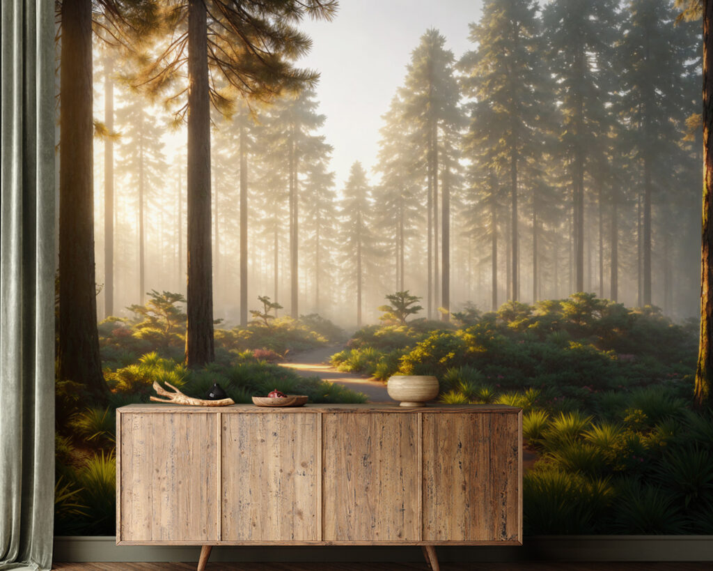 Zonnestralen op een bosbocht — interieur 1