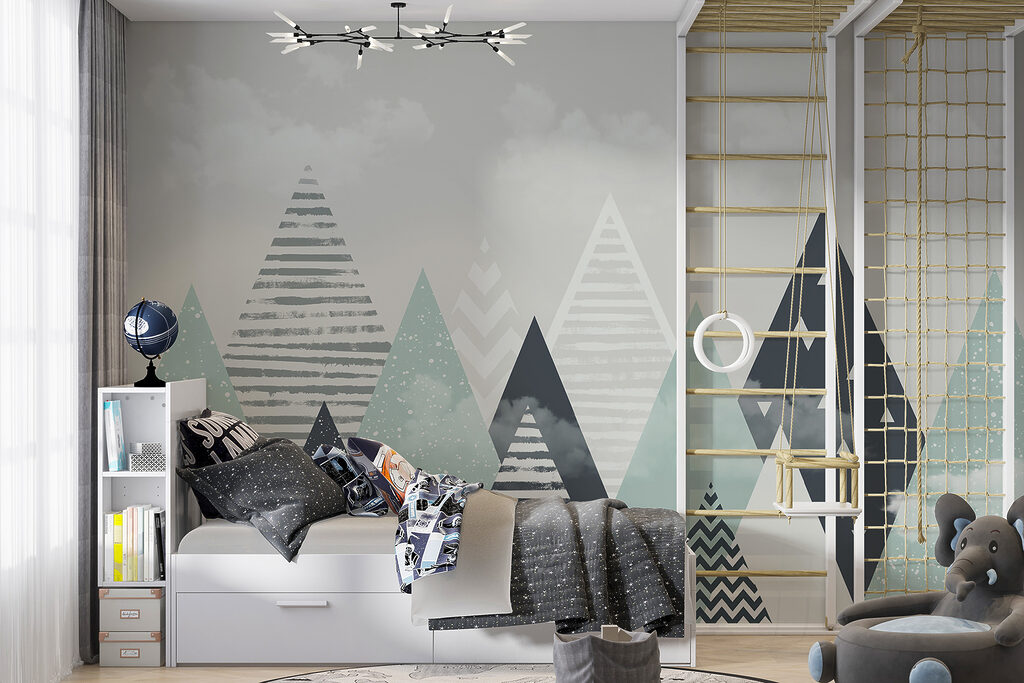 Gestreepte bergpunten onder wolken — interieur 3