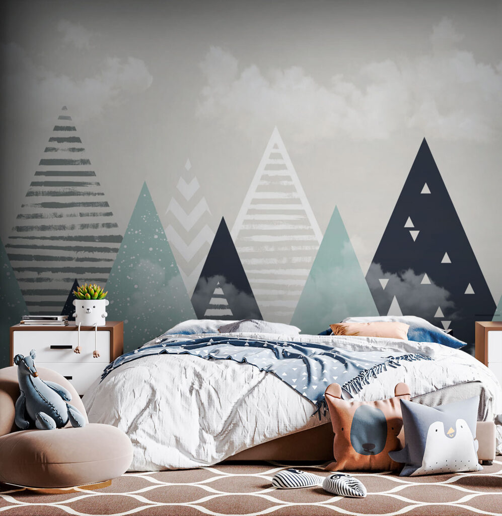 Gestreepte bergpunten onder wolken — interieur 2