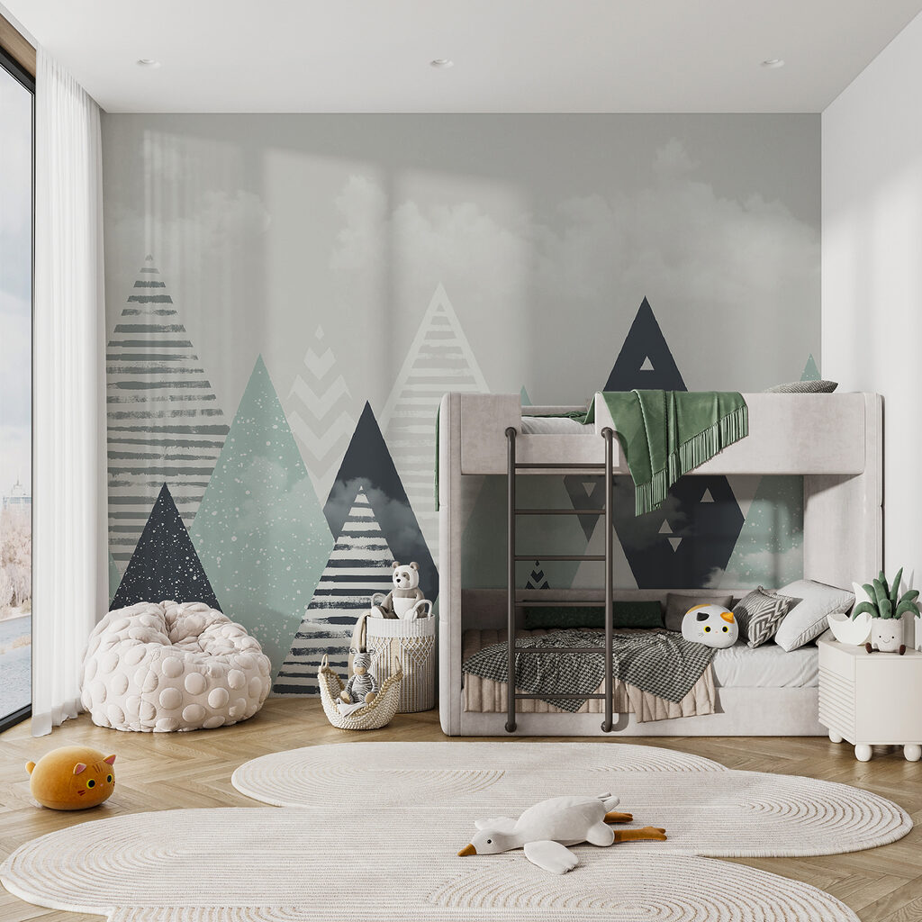 Gestreepte bergpunten onder wolken — interieur 4