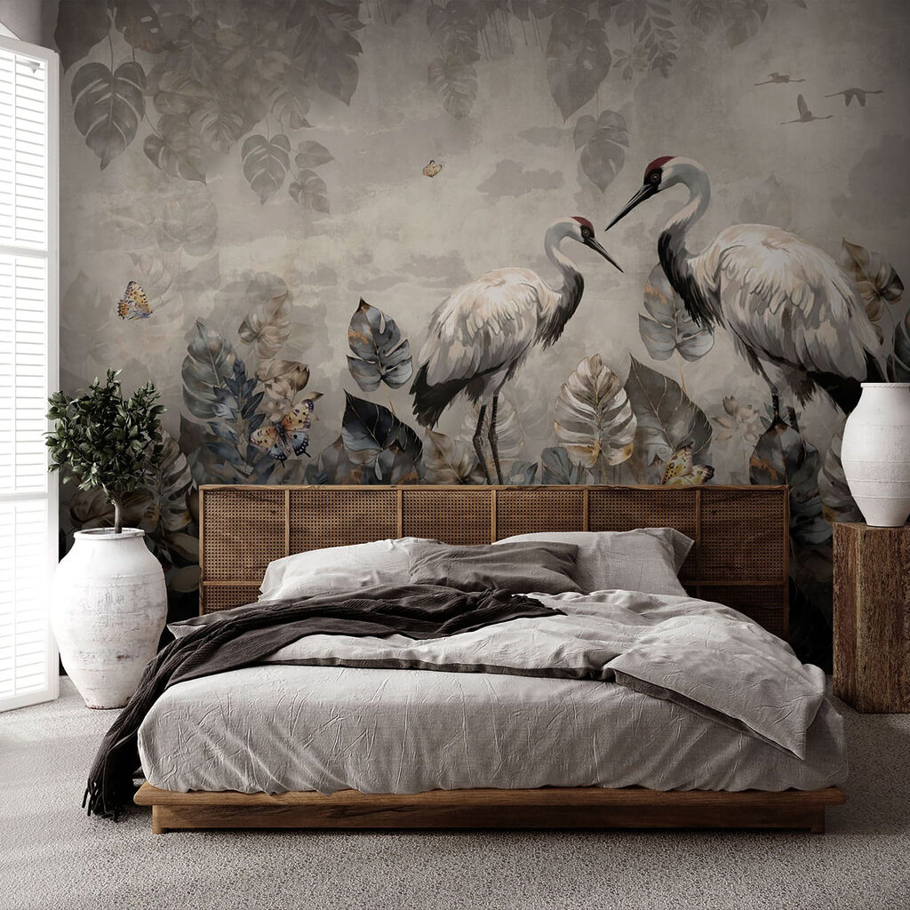 Kraanvogels tussen bladeren — interieur 3