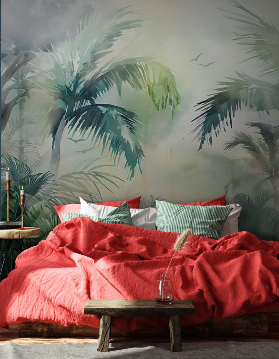Mistig bos met palmbomen — interieur 2